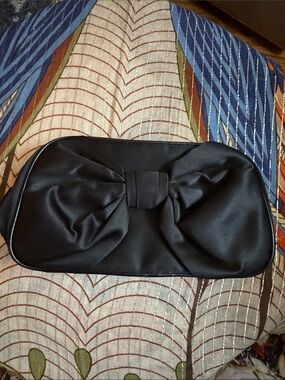 Dior Black Bow Satin Clutch